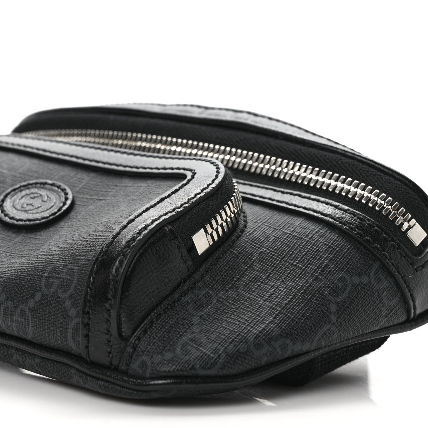 Gucci GG Supreme Monogram Textured Calfskin Retro Interlocking G Belt Bag Black 8 of 8