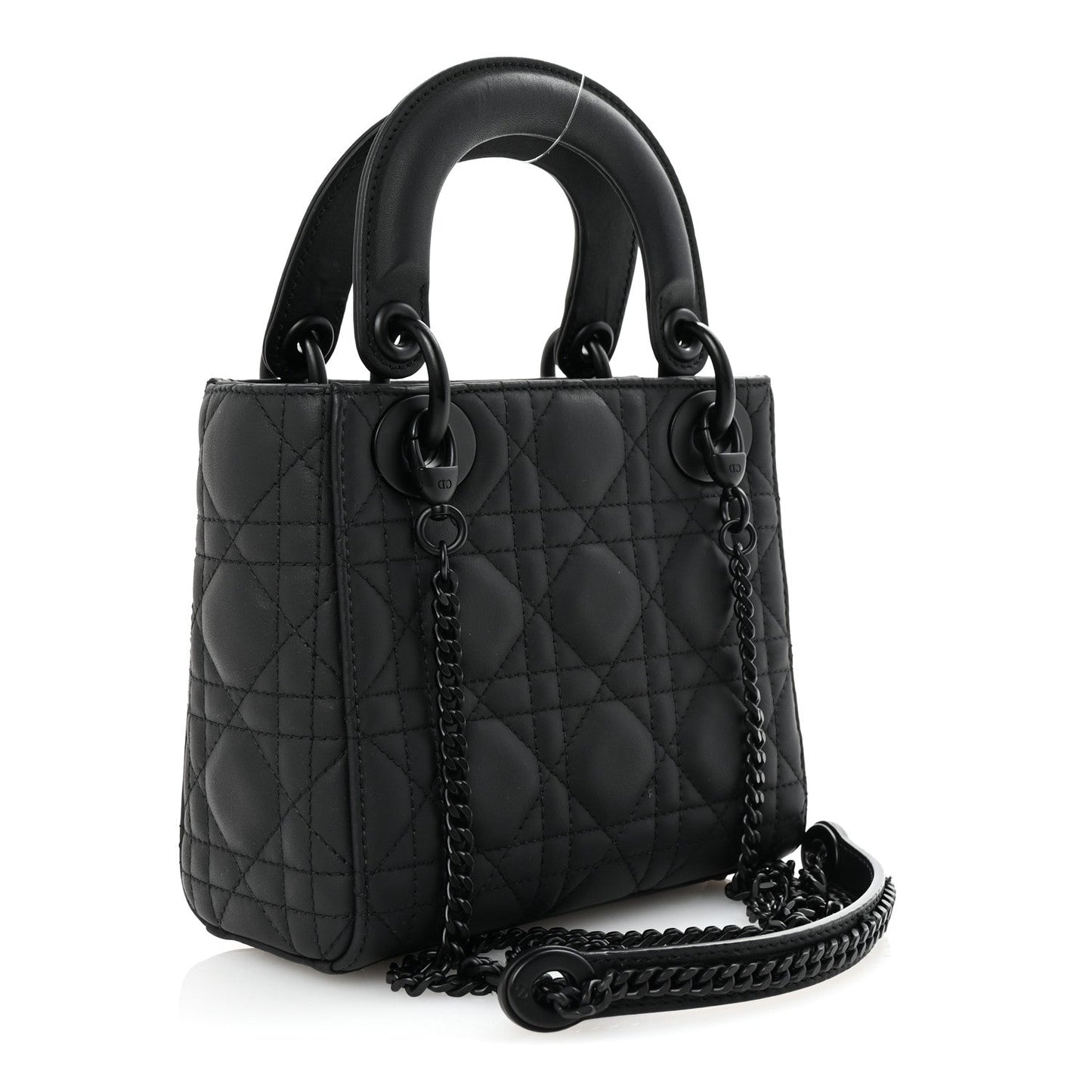 Ultra Matte Calfskin Cannage Mini Lady Dior Black