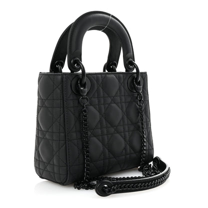 Christian Dior Ultra Matte Calfskin Cannage Mini Lady Dior Black 3 of 9