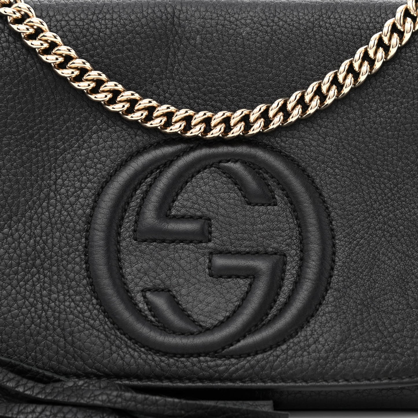 Pebbled Calfskin Medium Soho Flap Crossbody Black