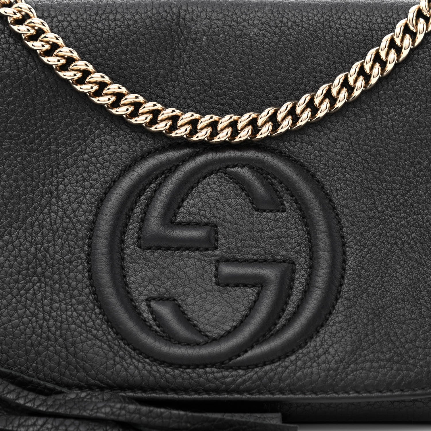 Gucci Pebbled Calfskin Medium Soho Flap Crossbody Black 8 of 10