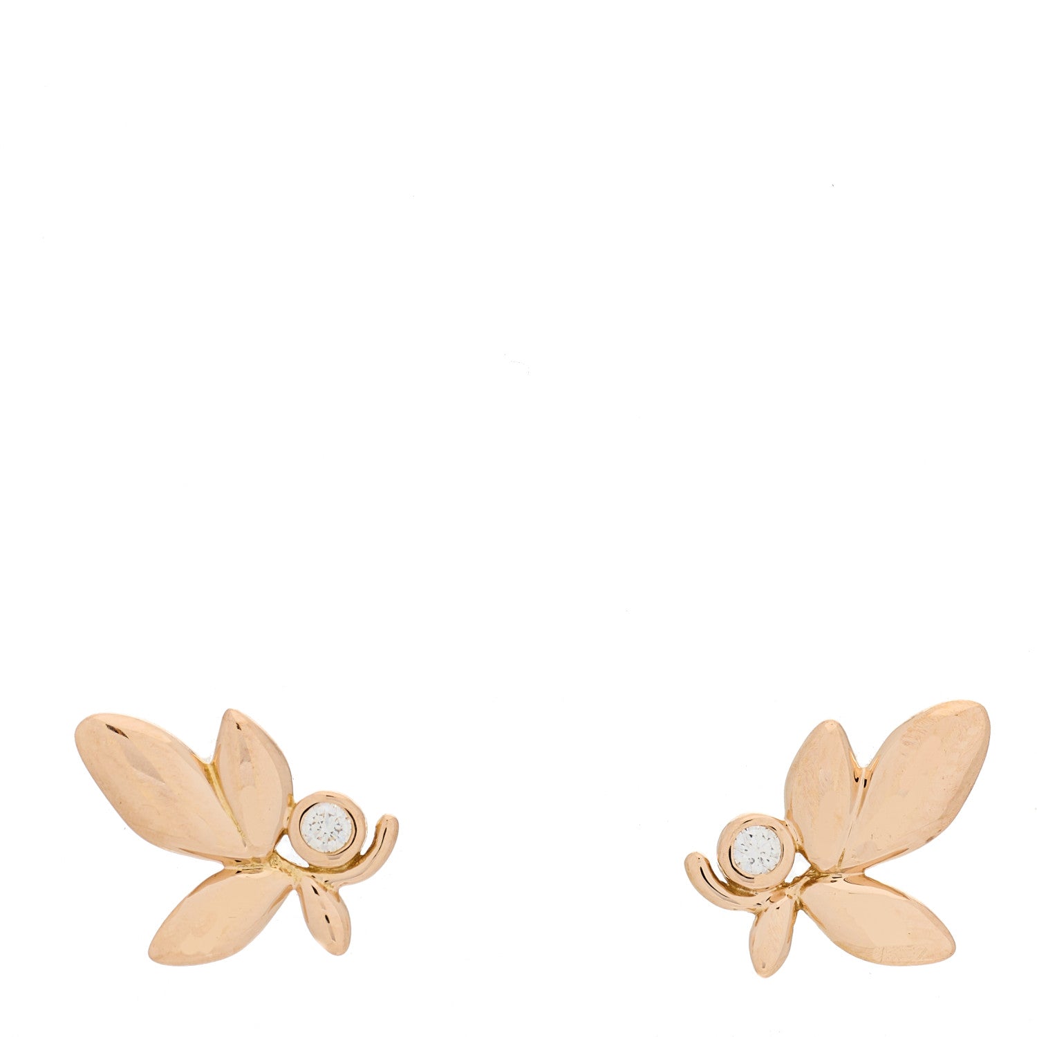 Tiffany 18K Rose Gold Diamond Paloma Picasso Olive Leaf Earrings 1 of 3