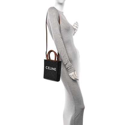 Celine Triomphe Canvas Calfskin Mini Vertical Cabas Tan 2 of 9