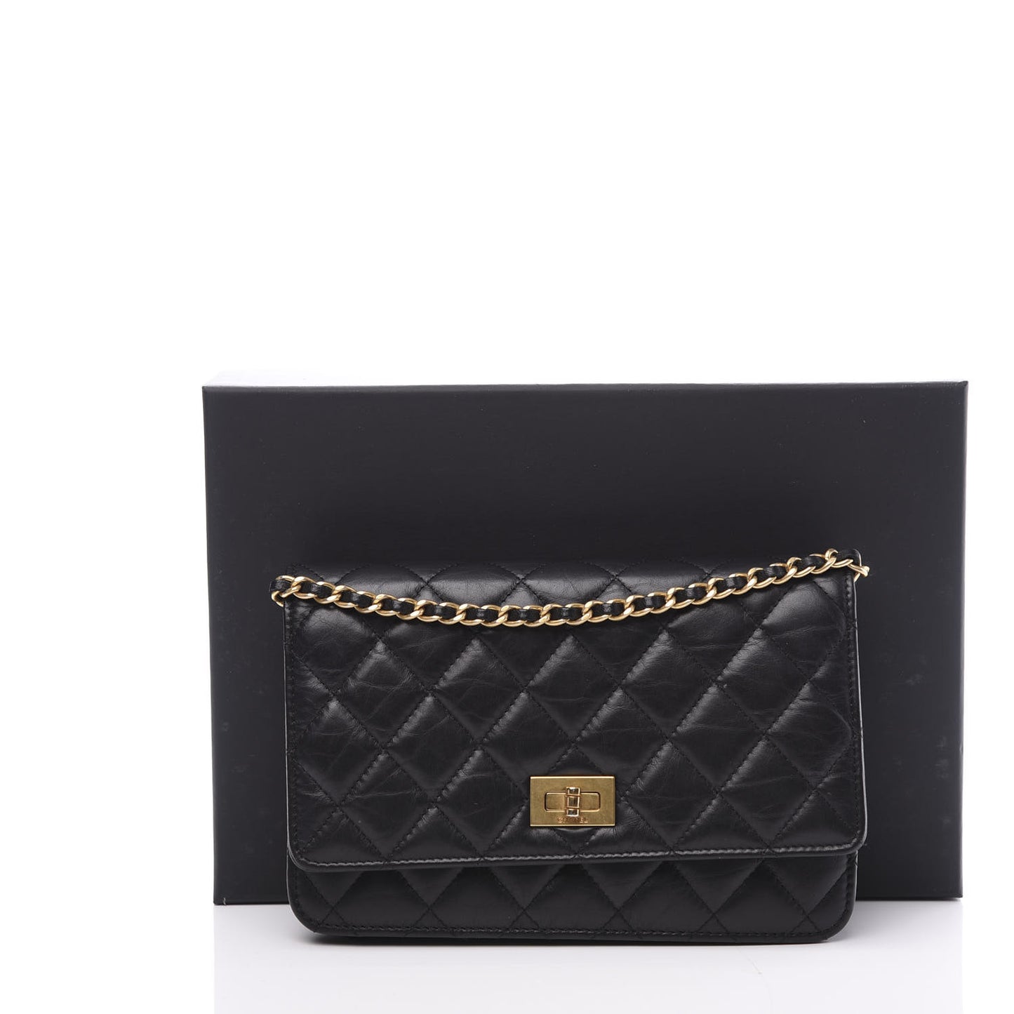 Aged Calfskin Quilted Reissue Wallet On Chain WOC Black