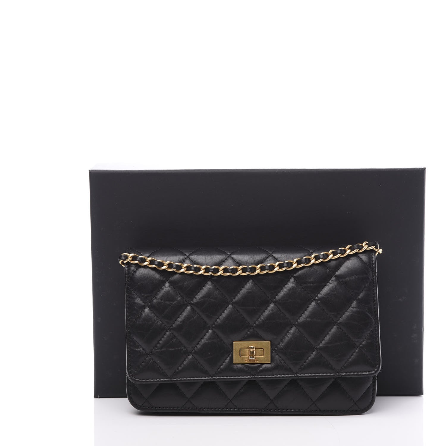 Chanel Aged Calfskin Quilted Reissue Wallet On Chain WOC Black 11 of 11