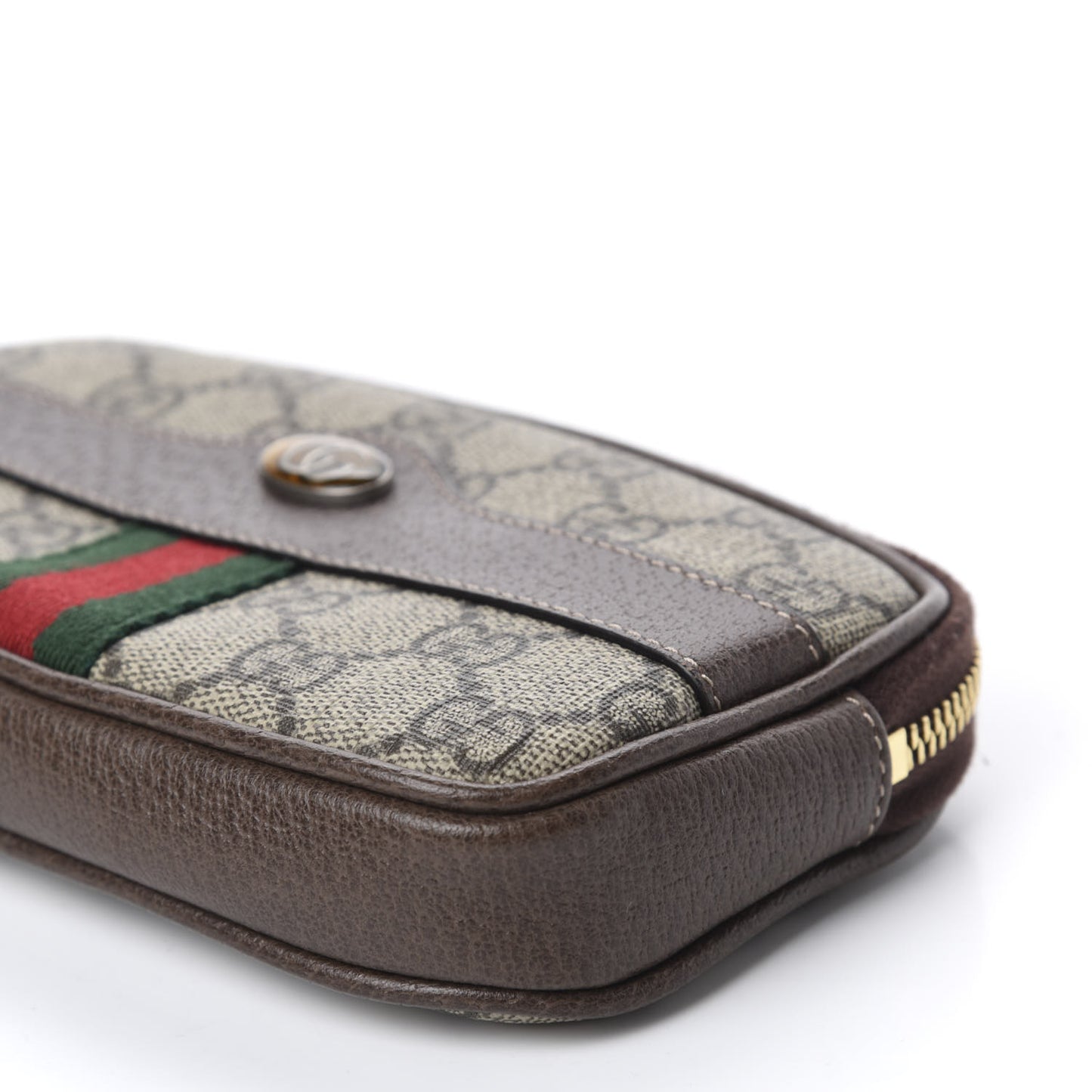 GG Supreme Monogram Ophidia Belted iPhone Case 85 34 Dark Brown