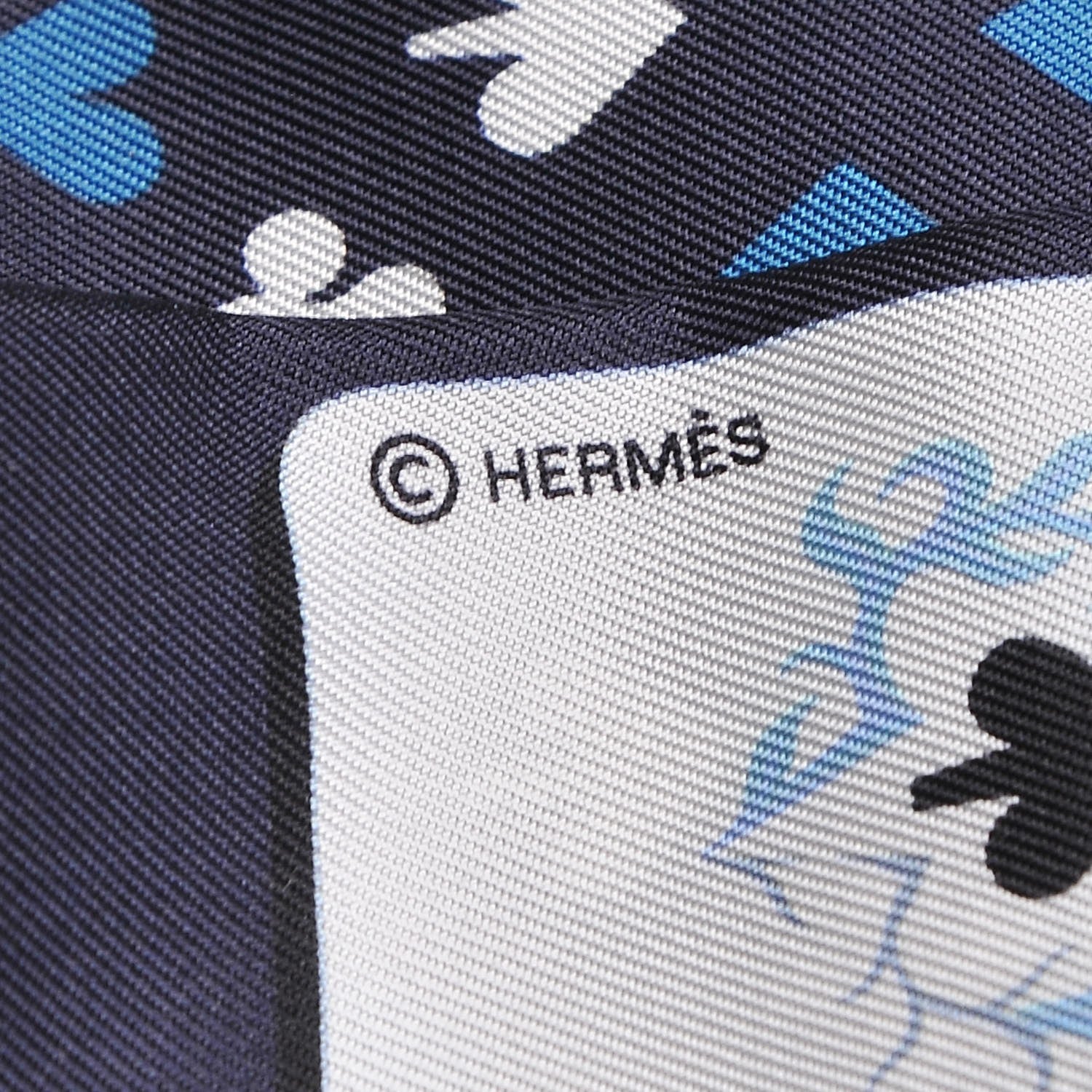 Hermes Silk Jeu de Cartes Twilly Marine Petrole White 4 of 4