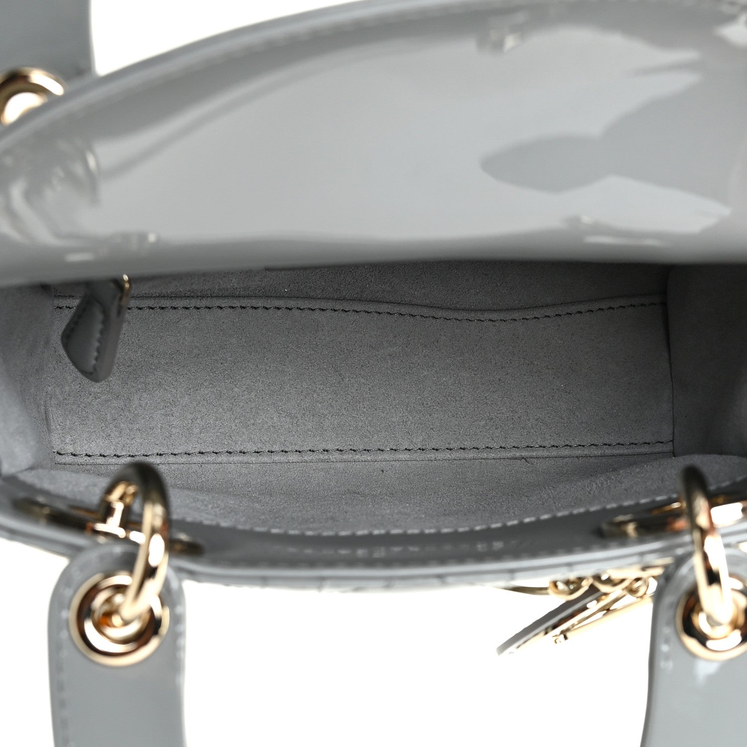 Christian Dior Patent Cannage Mini Lady Dior Grey Stone 5 of 12