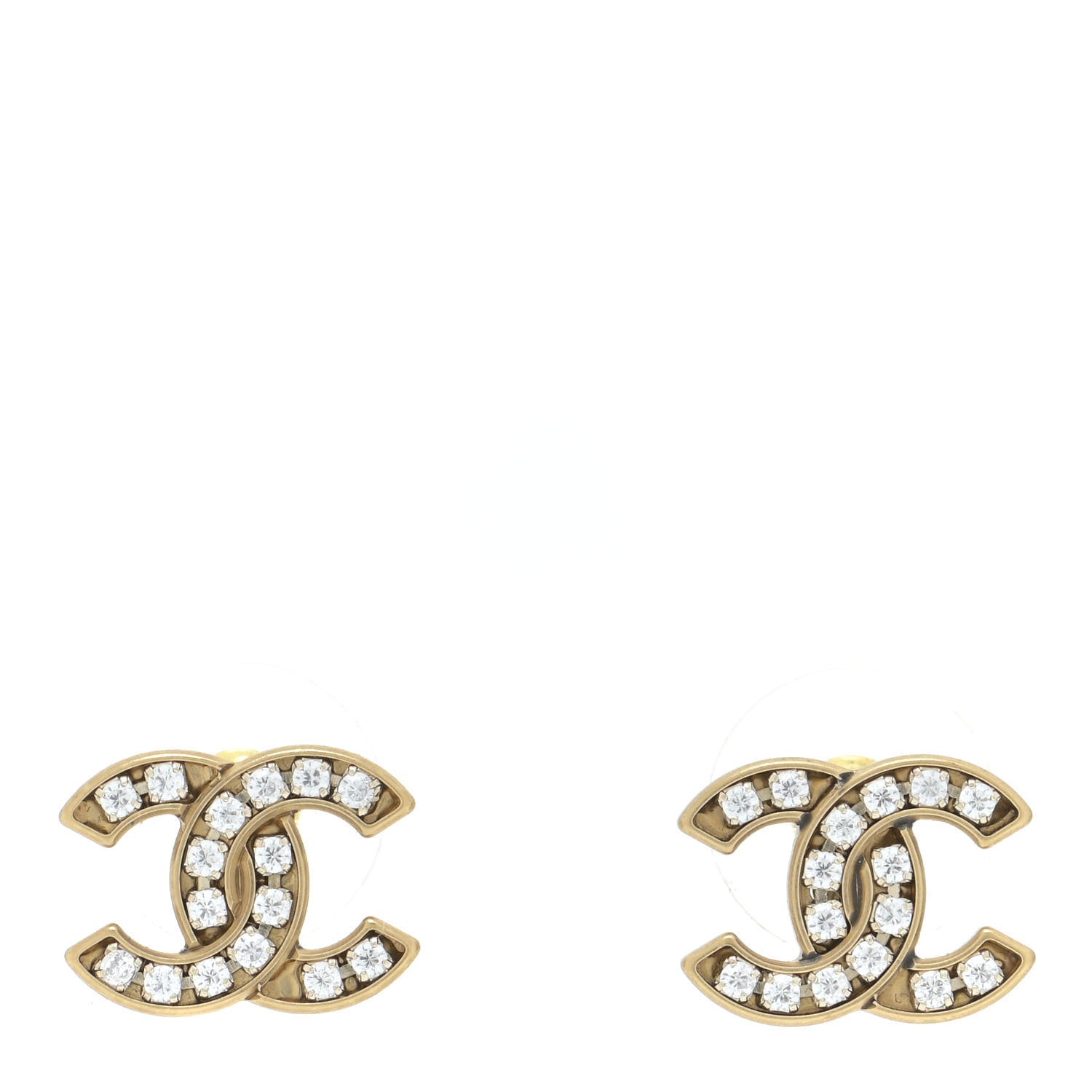 Chanel Crystal CC Earrings Gold 1 of 5