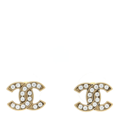 Chanel Crystal CC Earrings Gold 1 of 5