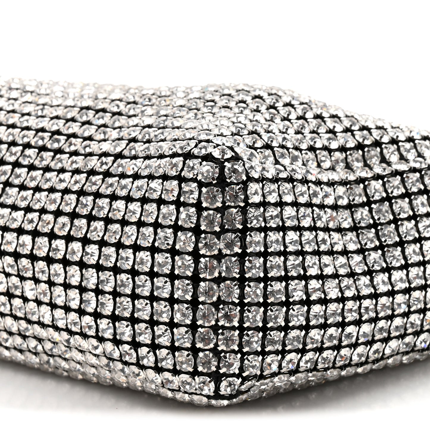 Mesh Crystal Rhinestone Mini Heiress Pouch Black Silver