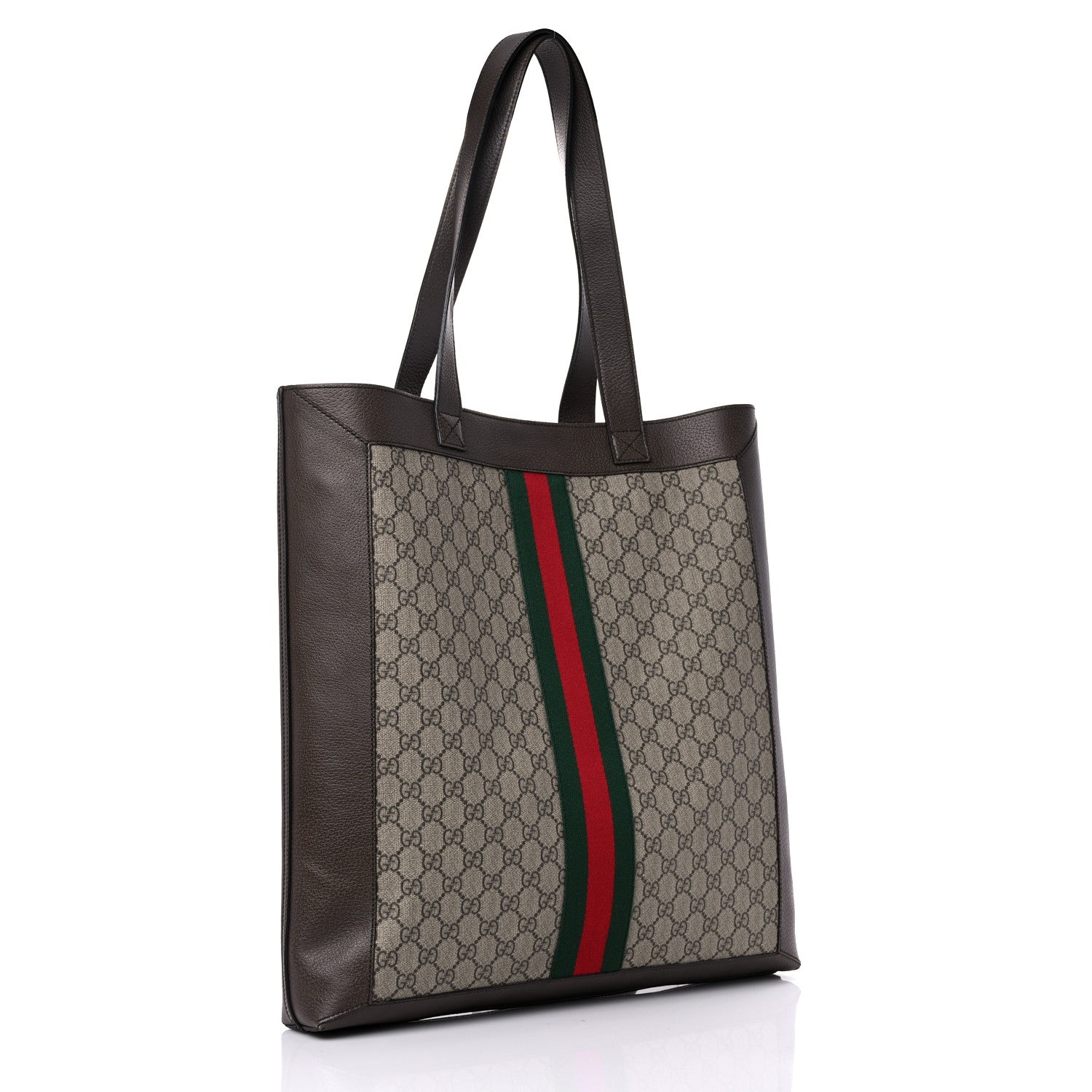 Gucci GG Supreme Monogram Web Large Ophidia Vertical Shopping Tote Brown 4 of 15