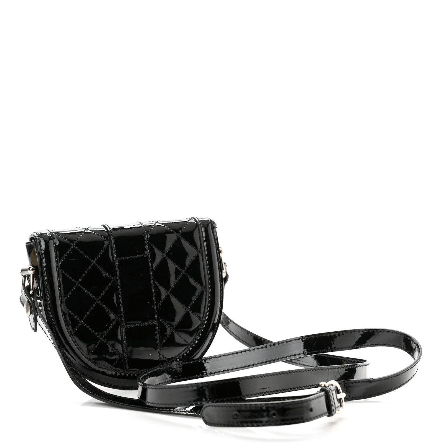 Burberry Patent Calfskin Quilted Mini Crossbody Bag Black 3 of 11