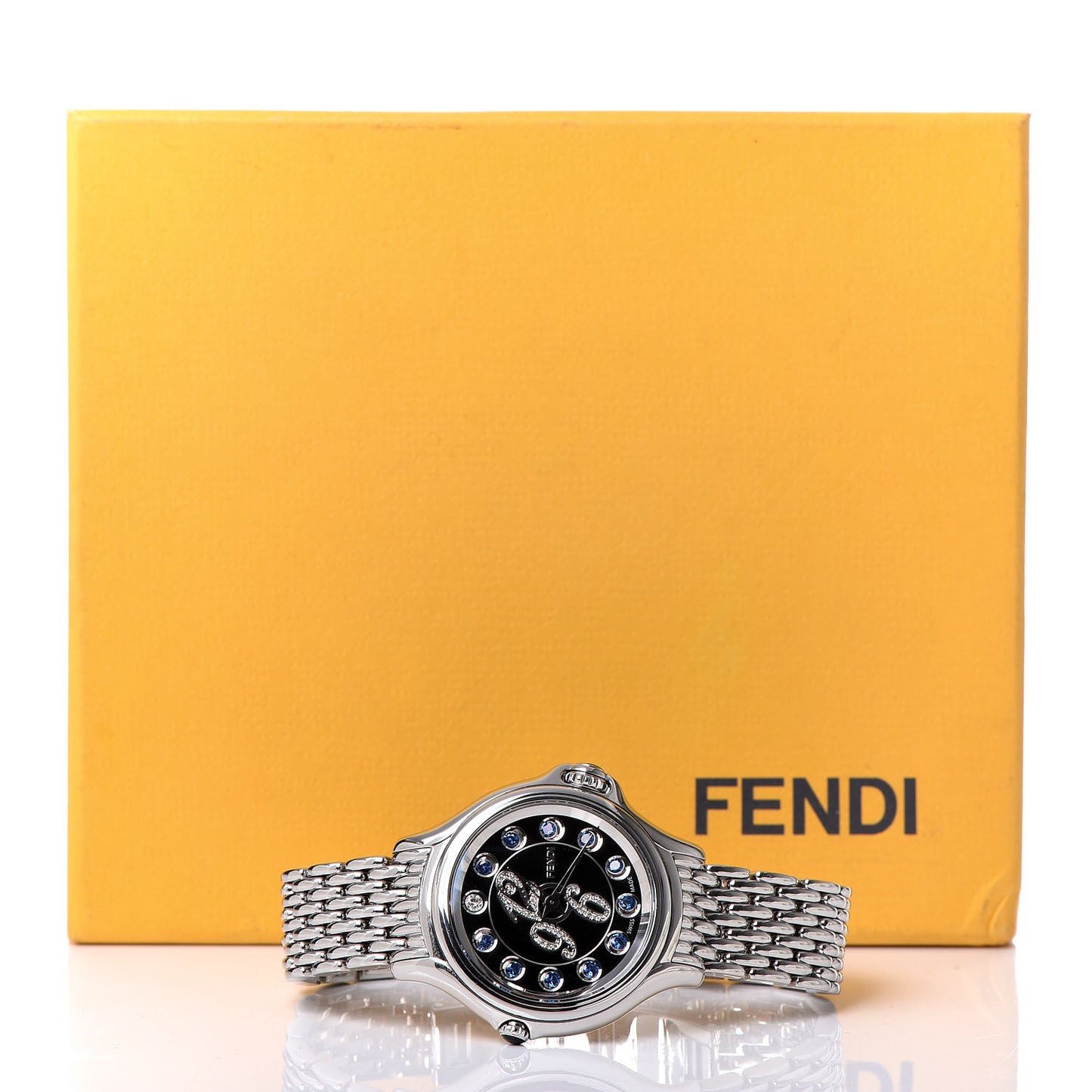 Stainless Steel Diamond Pave Topaz 33mm Crazy Carats Quartz Watch Black