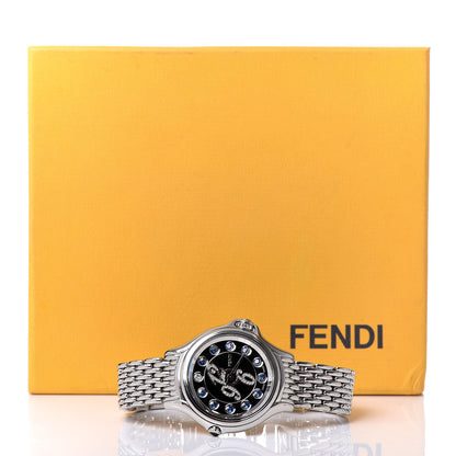 Fendi Stainless Steel Diamond Pave Topaz 33mm Crazy Carats Quartz Watch Black 10 of 10