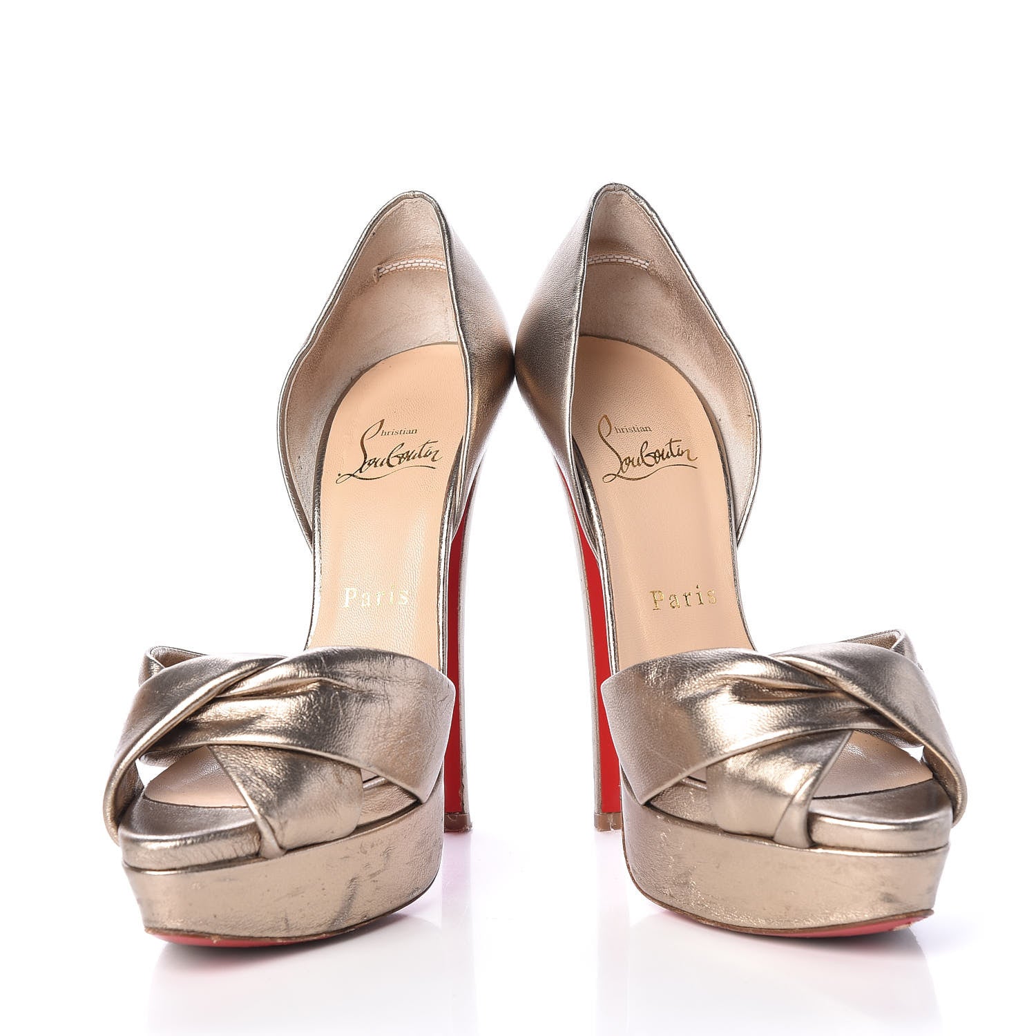 Christian Louboutin Metallic Nappa Silk Volpi 150 Platform Sandals 36.5 Alba 7 of 14