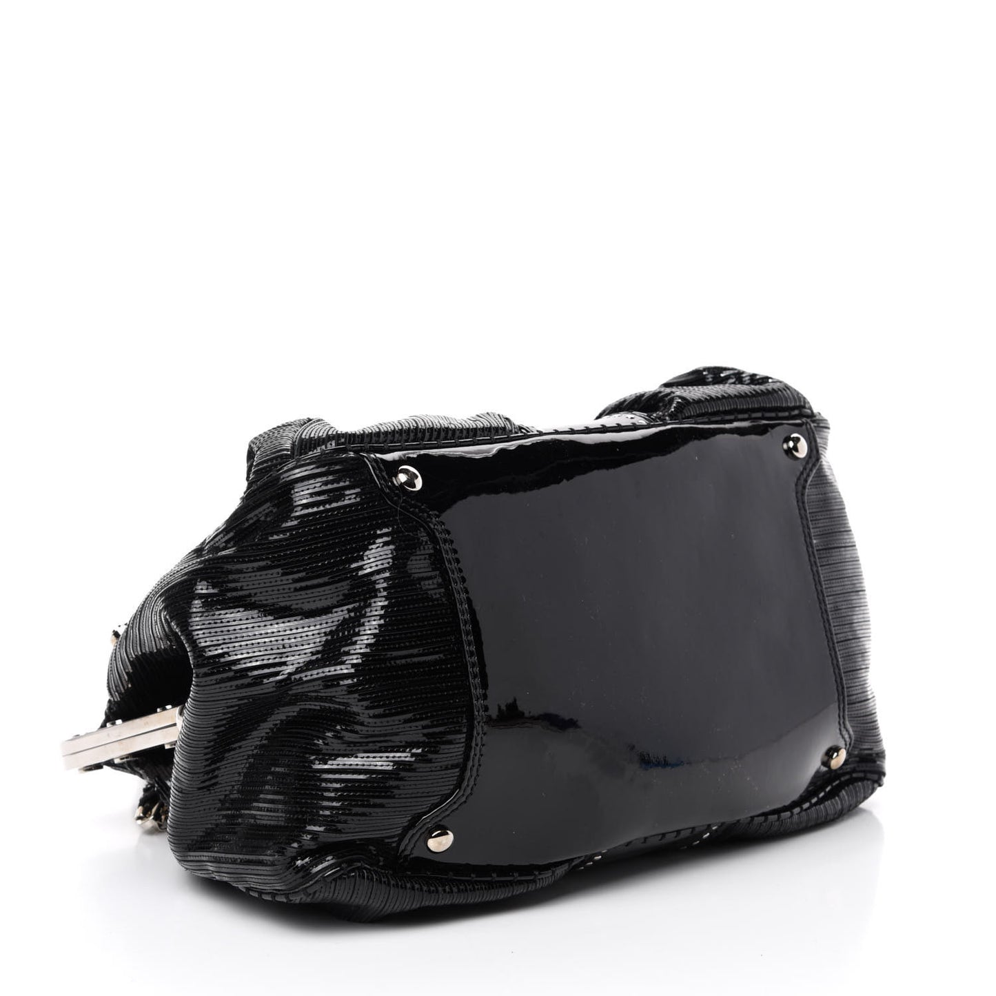 Patent Embossed Frame Satchel Black