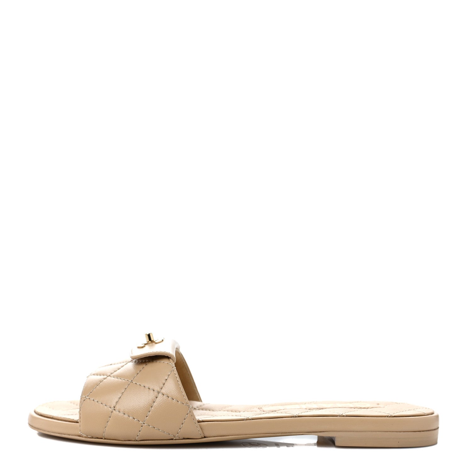 Chanel Lambskin Quilted CC Turnlock Sandals 35.5 Beige 1 of 10