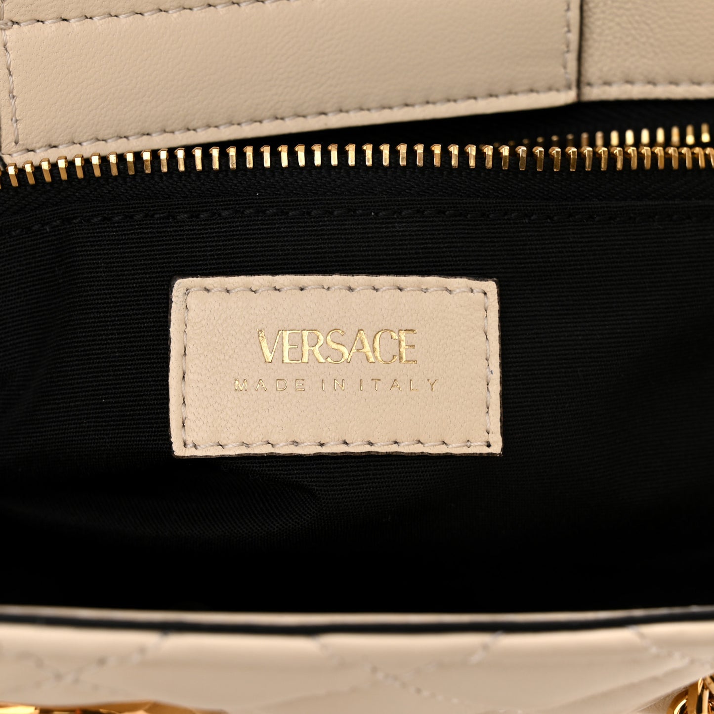 Nappa Quilted Medusa Chain Shoulder Bag Beige