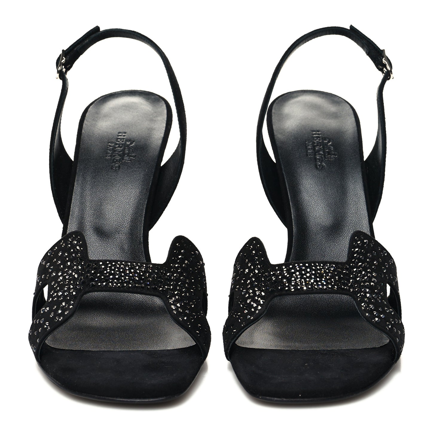 Suede Goatskin Crystal Ella 105 Sandal 39 Black