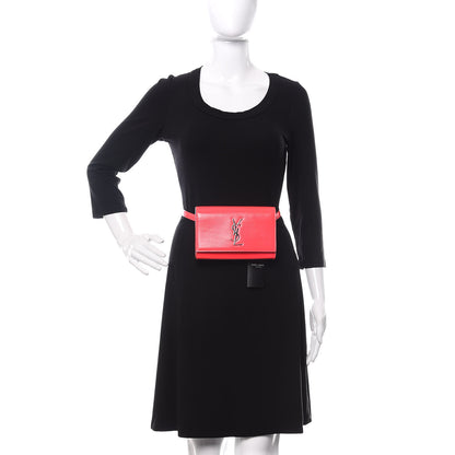 Saint Laurent Grain De Poudre Monogram Kate Belt Bag Neon Pink 2 of 9