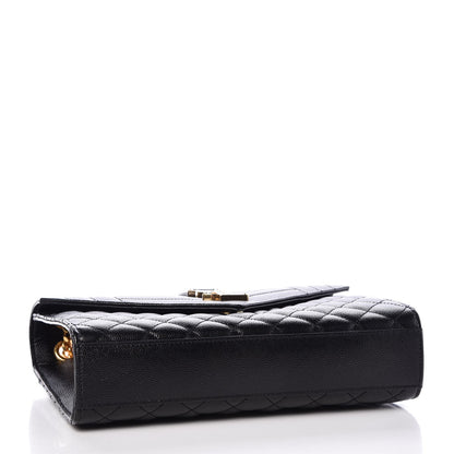 Saint Laurent Grain De Poudre Textured Mixed Matelasse Triquilt Medium Monogram Satchel Black 5 of 7