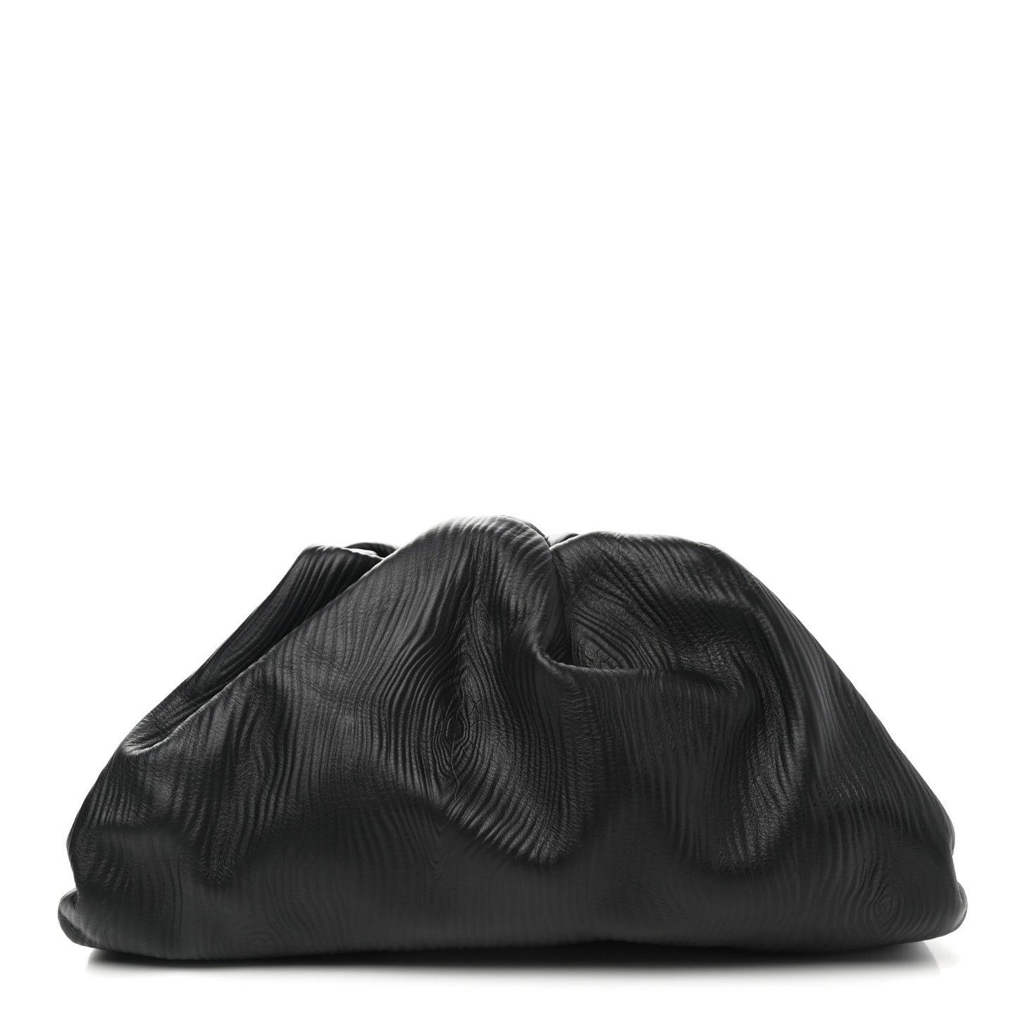 Bark Calfskin Embossed The Pouch Oversized Clutch Black