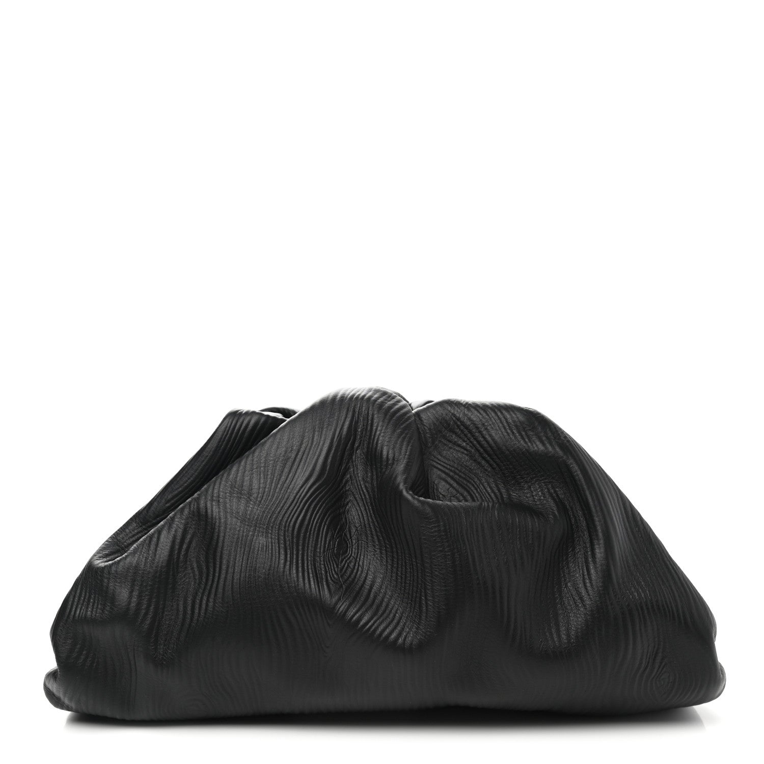 Bottega Veneta Bark Calfskin Embossed The Pouch Oversized Clutch Black 1 of 8