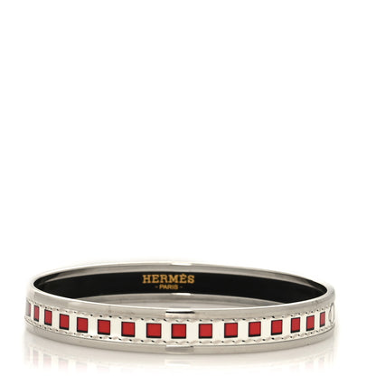 Hermes Enamel Printed Extra Narrow Colliers de Chiens Bracelet 65 1 of 5