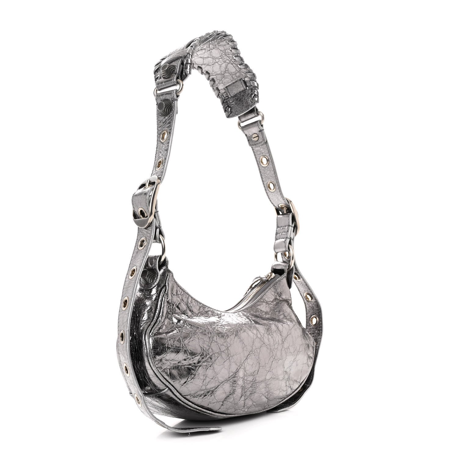 Balenciaga Metallic Agneau Arena Le Cagole Shoulder Bag XS Silver 4 of 13
