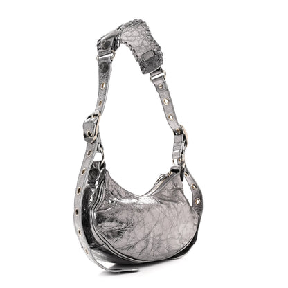 Balenciaga Metallic Agneau Arena Le Cagole Shoulder Bag XS Silver 4 of 13