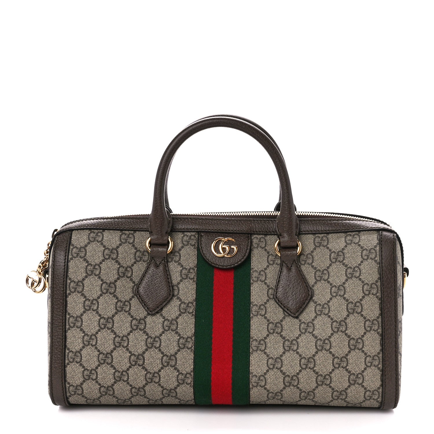 Gucci GG Supreme Monogram Web Medium Ophidia Boston Brown 1 of 11