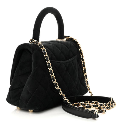 Chanel Velvet Crystal Quilted Extra Mini Coco Handle Flap Black 3 of 10