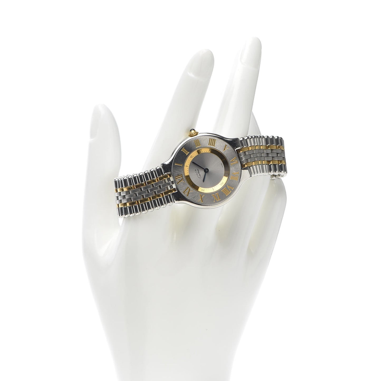 Stainless Steel 18K Yellow Gold 31mm Must De 21 Bullet Link Quartz Watch