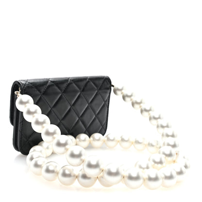 Chanel Calfskin Quilted Maxi Pearls Clutch With Chain Black 3 of 10