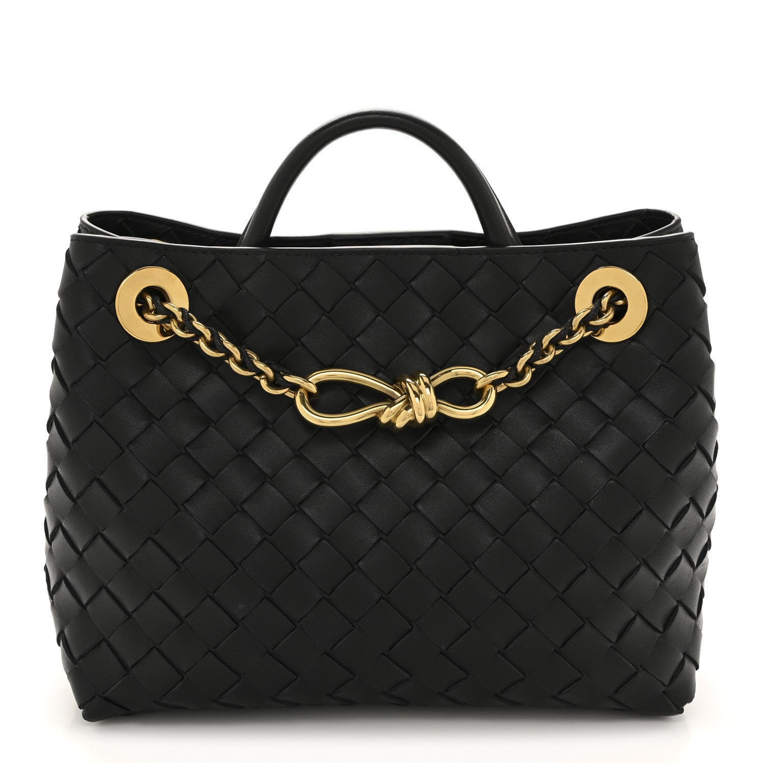 Bottega Veneta Nappa Intrecciato Small Andiamo With Chain Shoulder Bag Black 1 of 10