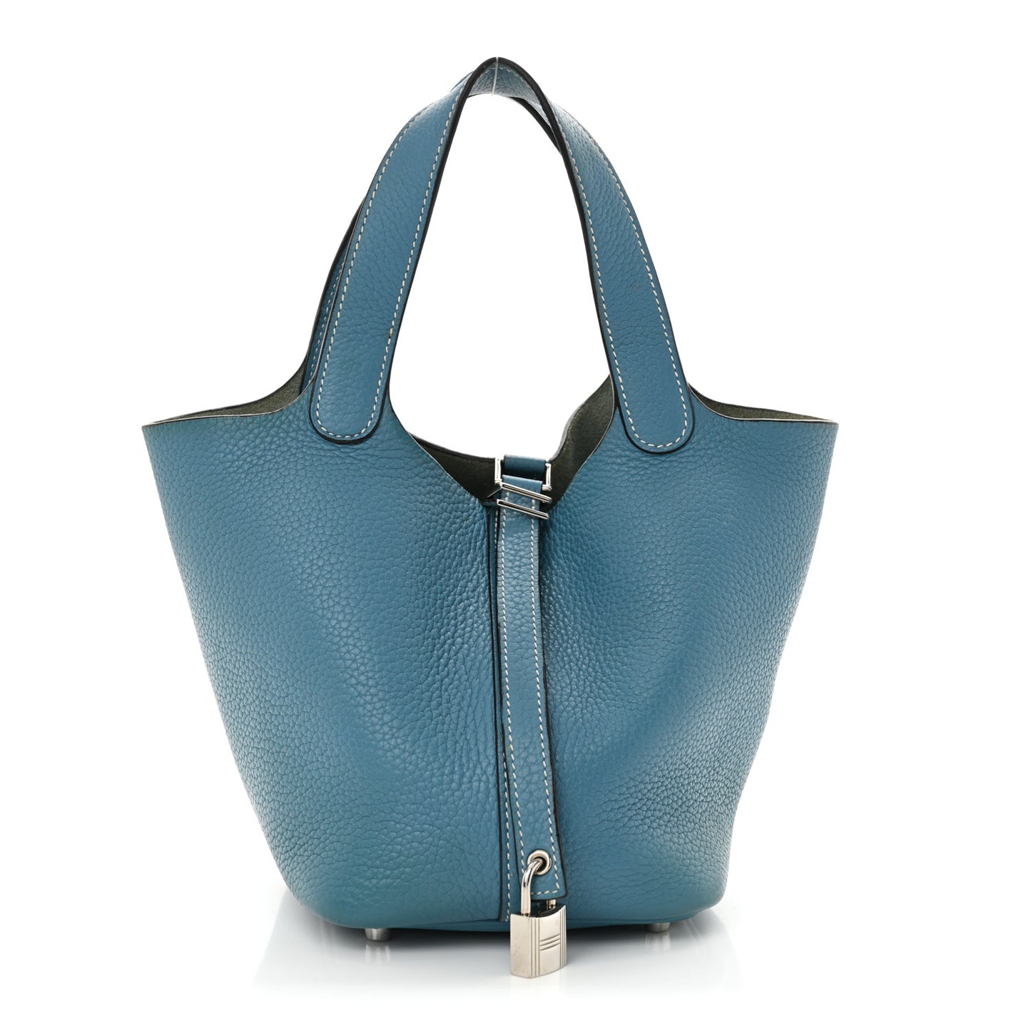 Taurillon Clemence Picotin Lock 18 PM Blue Jean