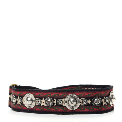 Christian Dior Canvas Embroidered Studded Bohemian Shoulder Strap Red 2 of 3