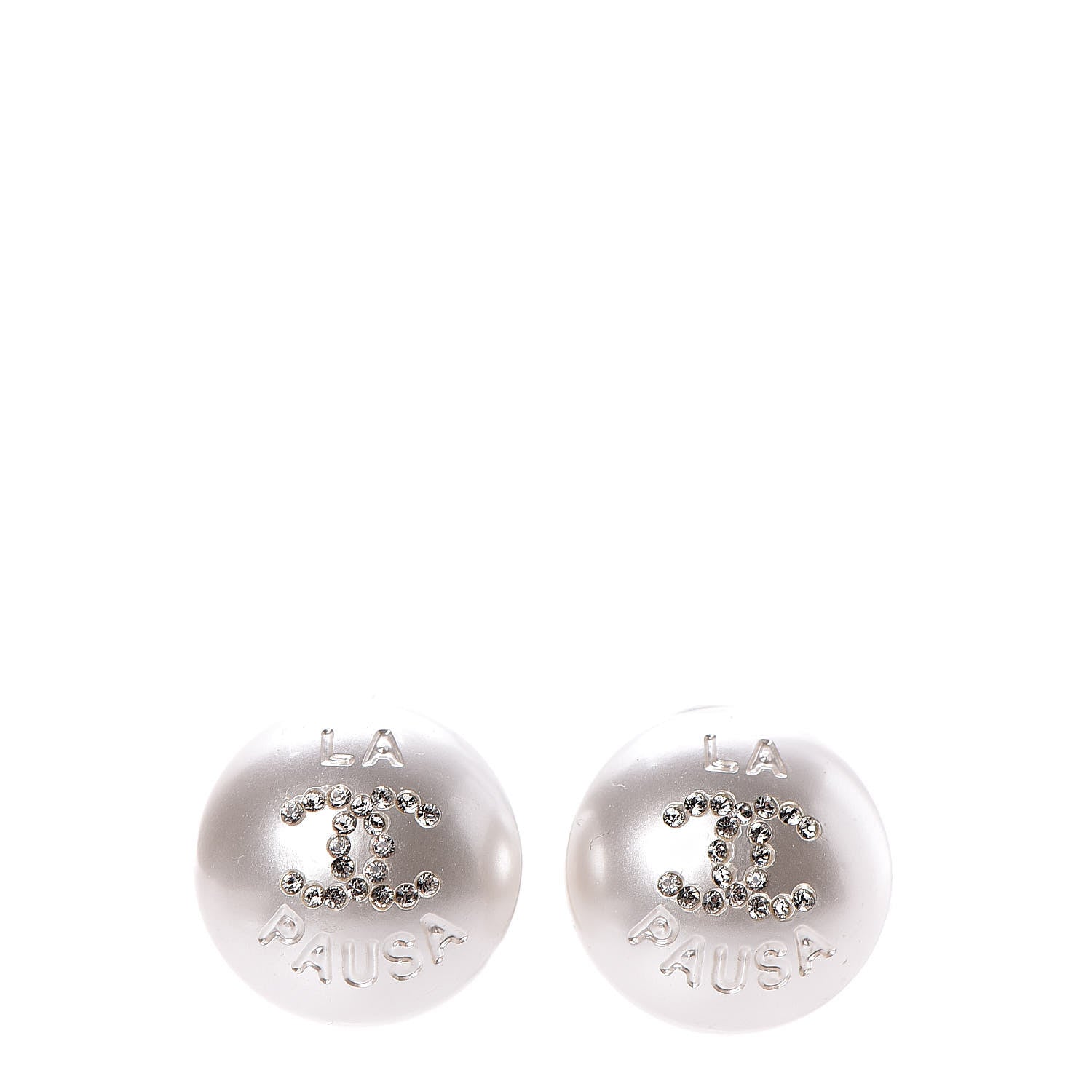 Chanel Pearl Crystal CC La Pausa Clip On Earrings Gold 1 of 4