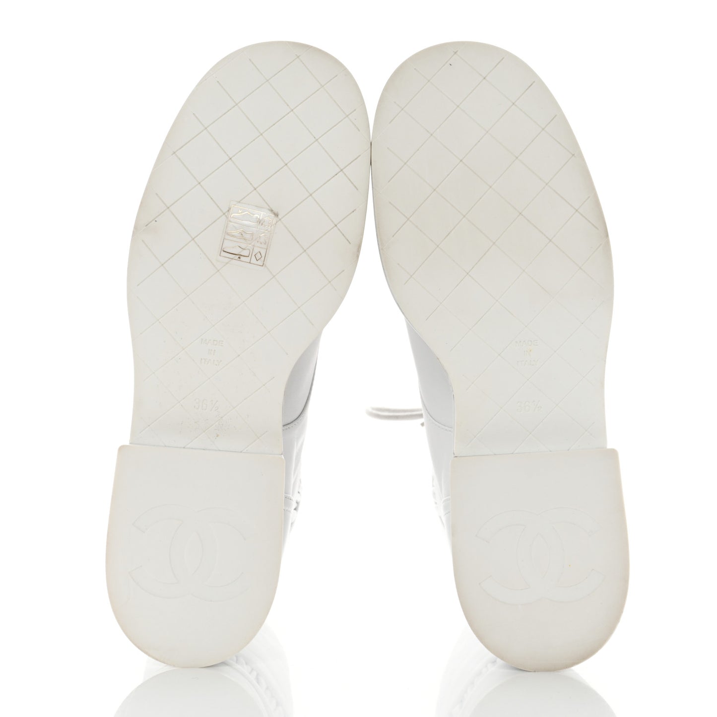 Lambskin Quilted Lace Up Combat Boots 36.5 White