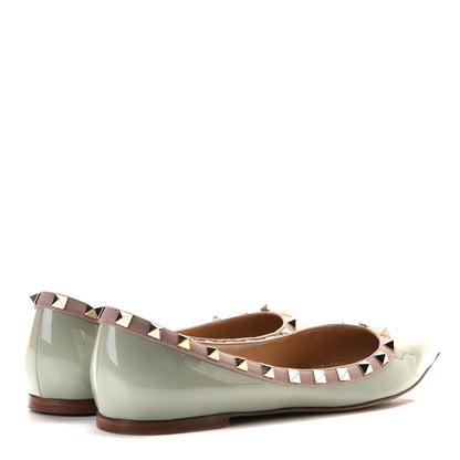 Valentino Garavani Patent Nappa Rockstud Ballerina Flats 40 Green Tea Sorbet Poudre 3 of 13