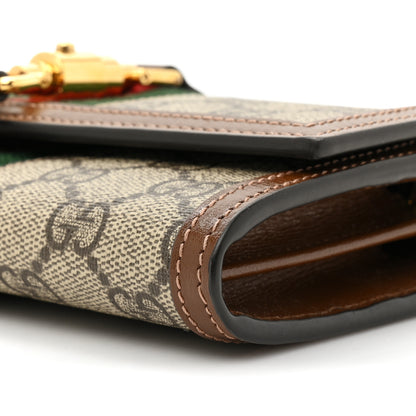 Gucci GG Supreme Monogram Azalea Calfskin Web Jackie 1961 Chain Wallet Beige Ebony Brown Sugar 12 of 13