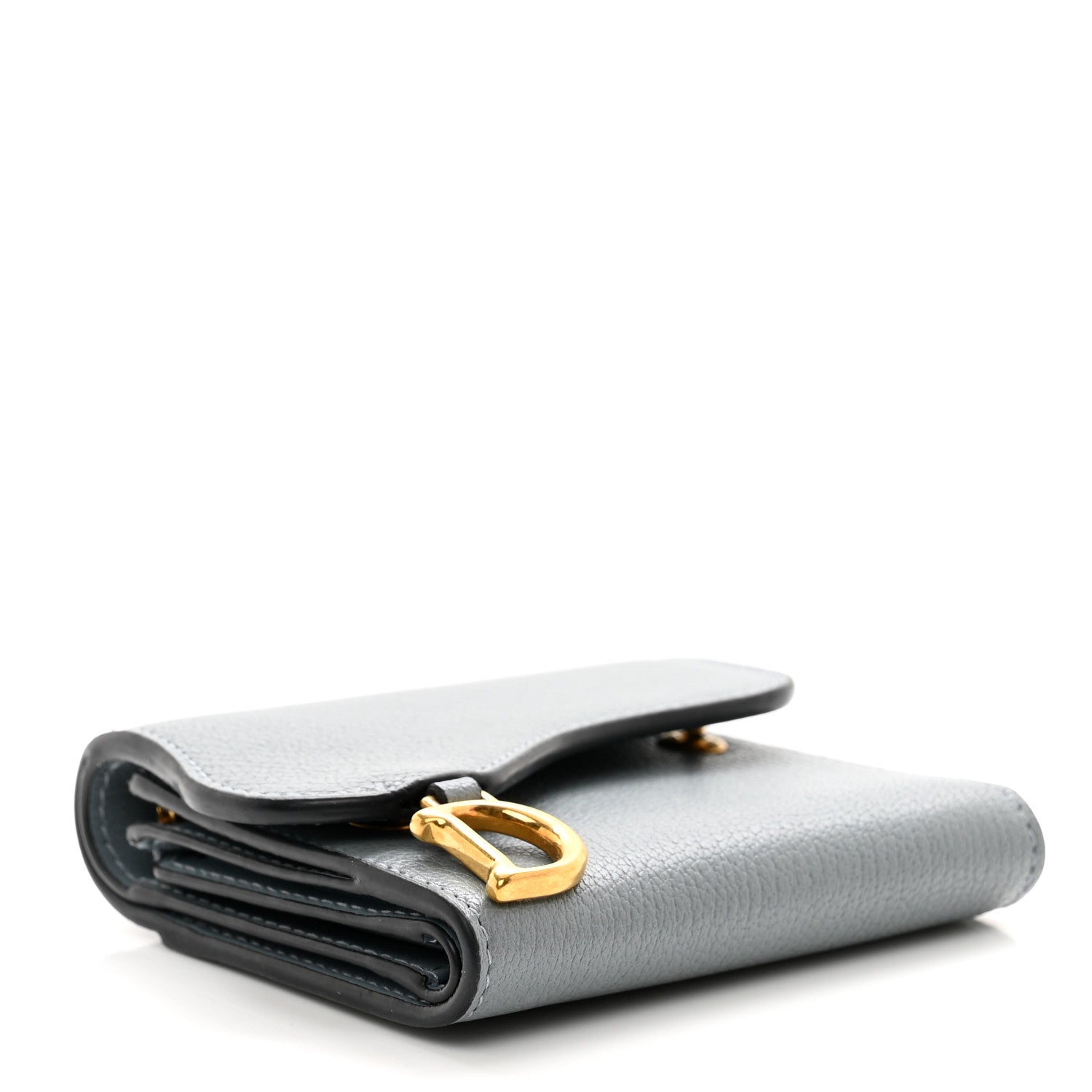 Christian Dior Goatskin Saddle Lotus Wallet Gray 4 of 6