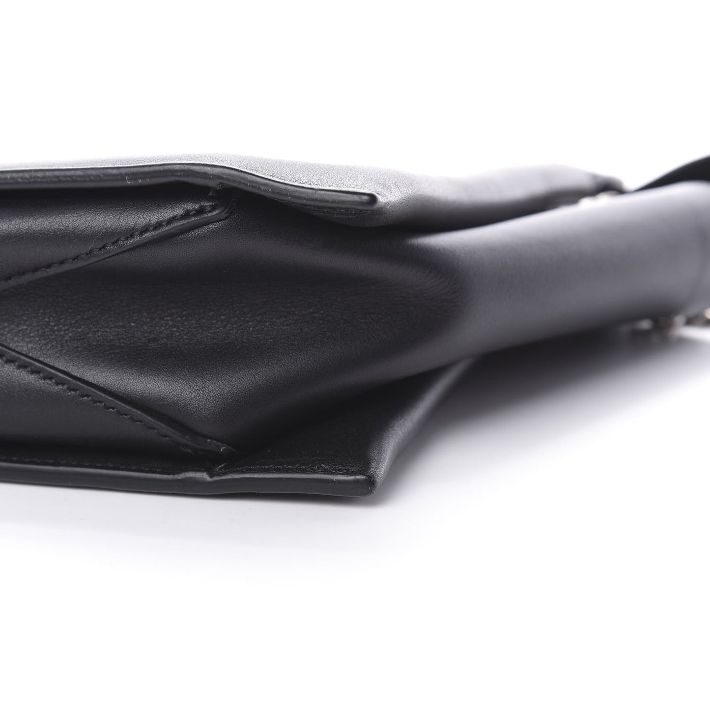 Supple Natural Calfskin Tri-Fold Clutch Black