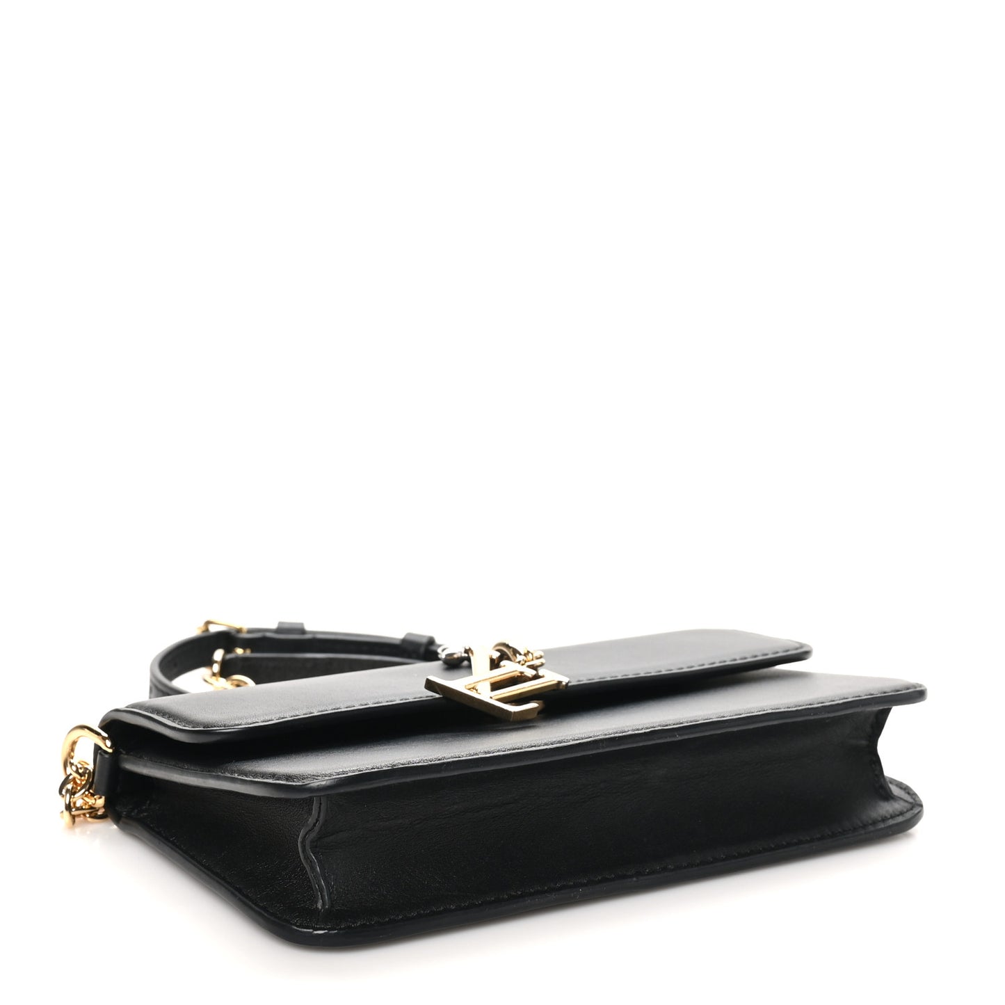 Calfskin LV Bloom Wallet On Chain Black