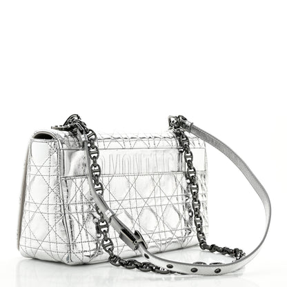 Christian Dior Metallic Calfskin Cannage Medium Caro Bag Argent 3 of 13