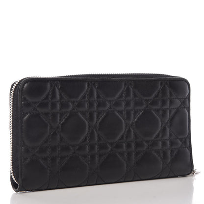 Christian Dior Lambskin Cannage Voyageur Wallet Black 3 of 18