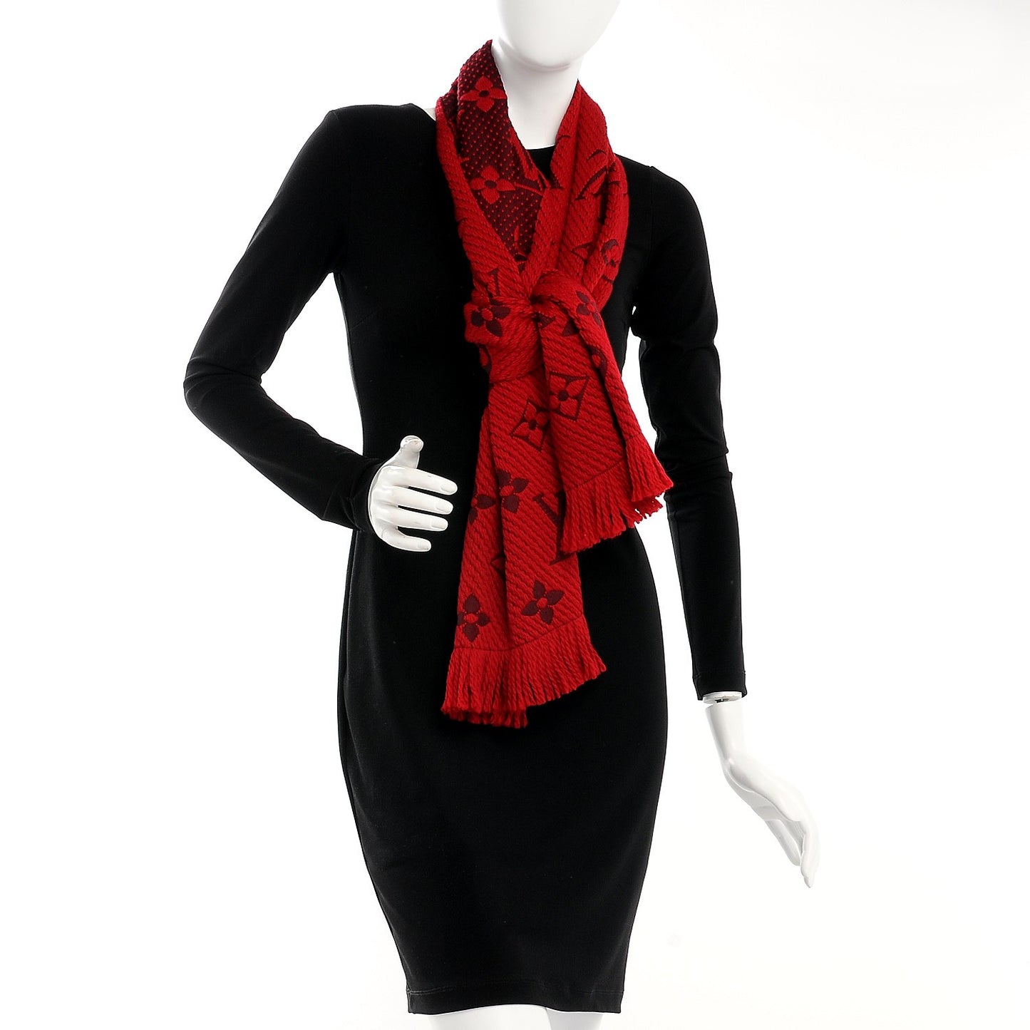 Wool Silk Logomania Scarf Rubis
