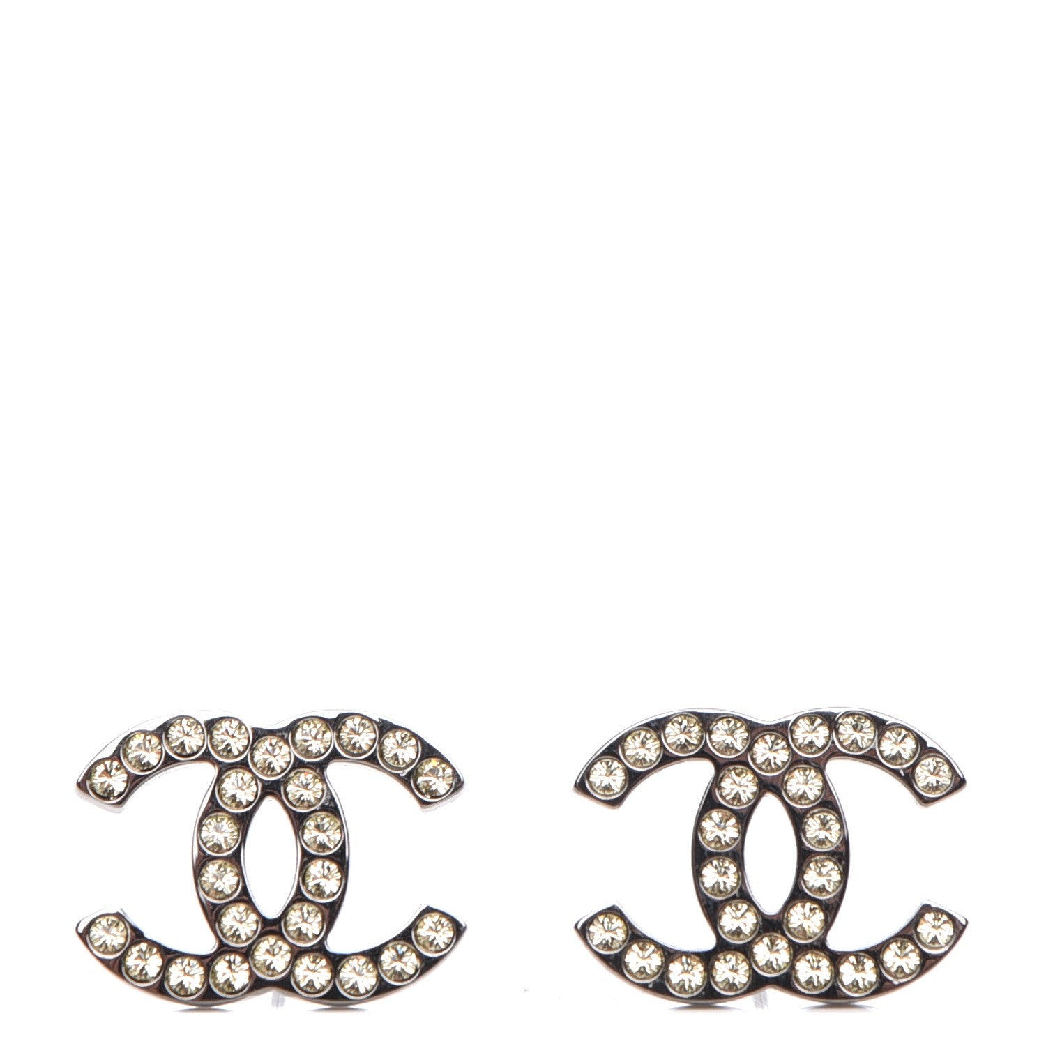 Chanel Crystal CC Earrings Ruthenium 1 of 4