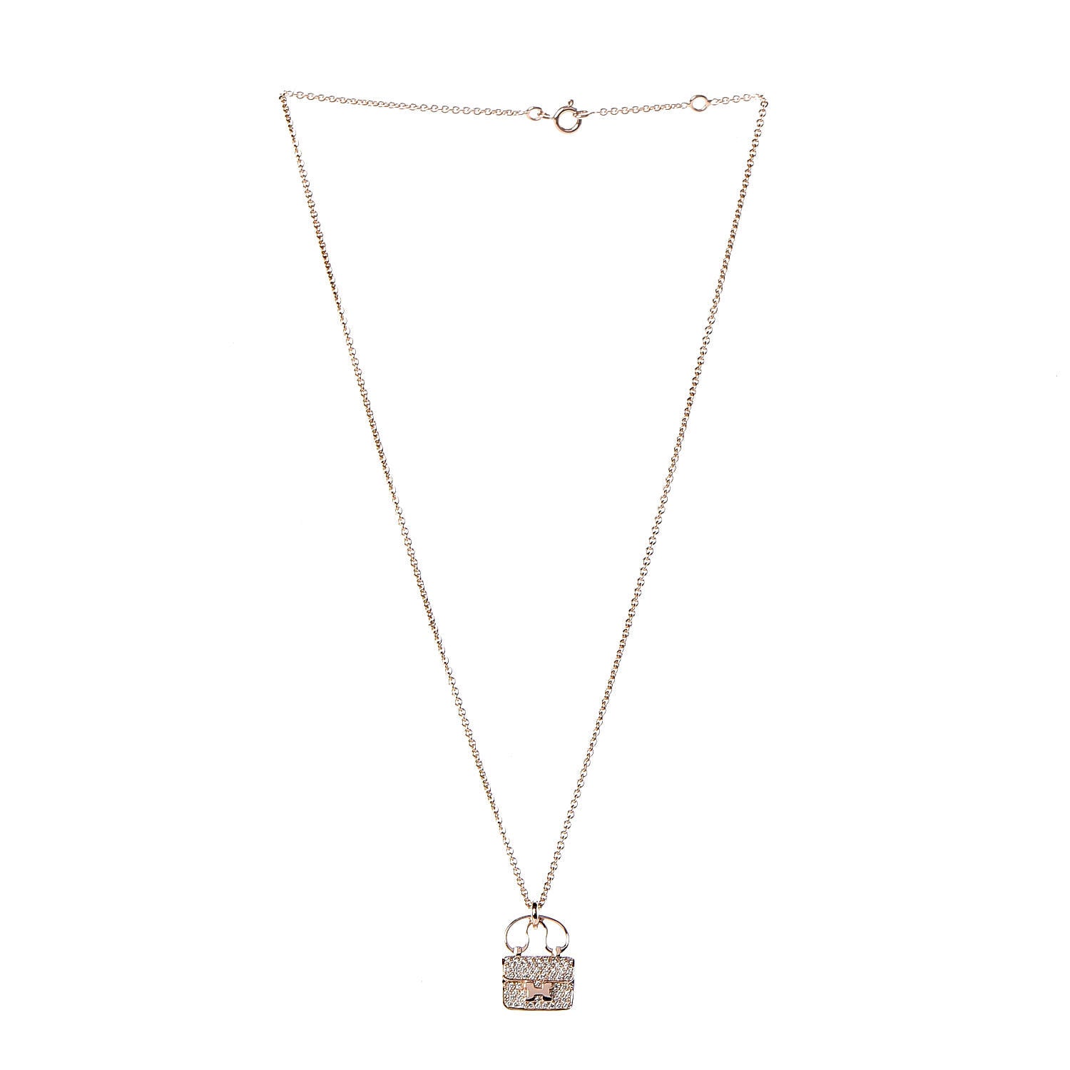 Hermes 18K Rose Gold Diamond Constance Amulette Pendant Necklace 3 of 7